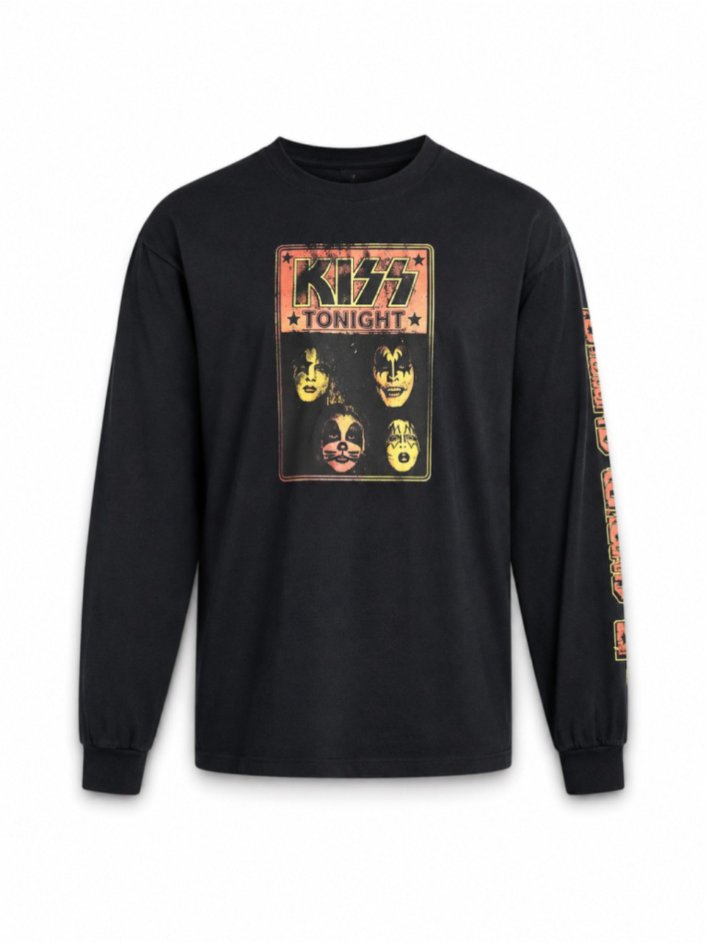 KISS Long Sleeve Graphic Band T-Shirt Black Concert Style Rock Tee Adult